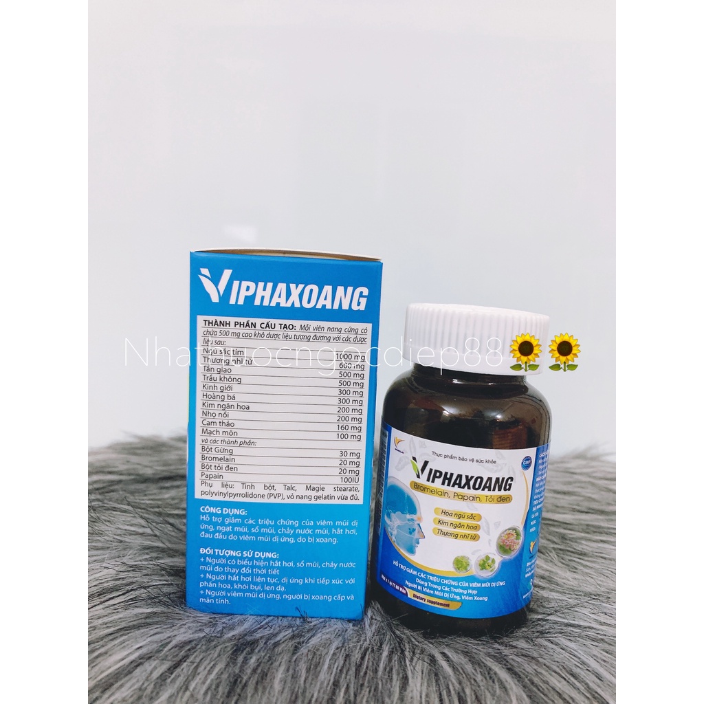 Viên uống VIPHAXOANG - Hỗ trợ cho người bị viêm xoang,viêm mũi dị ứng- Hộp 60 viên