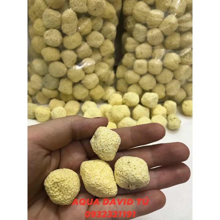 Sứ viên vàng tròn lọc nước cho bể cá cảnh (1KG)