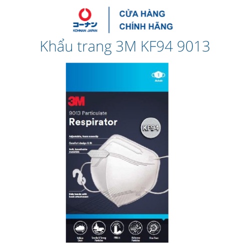 Khẩu trang 3M 9013 chính hãng đạt tiêu chuẩn KF94, ngăn ngừa bụi mịn