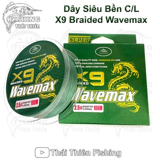 Dây câu cá siêu bền coastline x9 braid wavemax dùng vào máy lure, ngâm, tóm lưỡi câu cuộn 100m