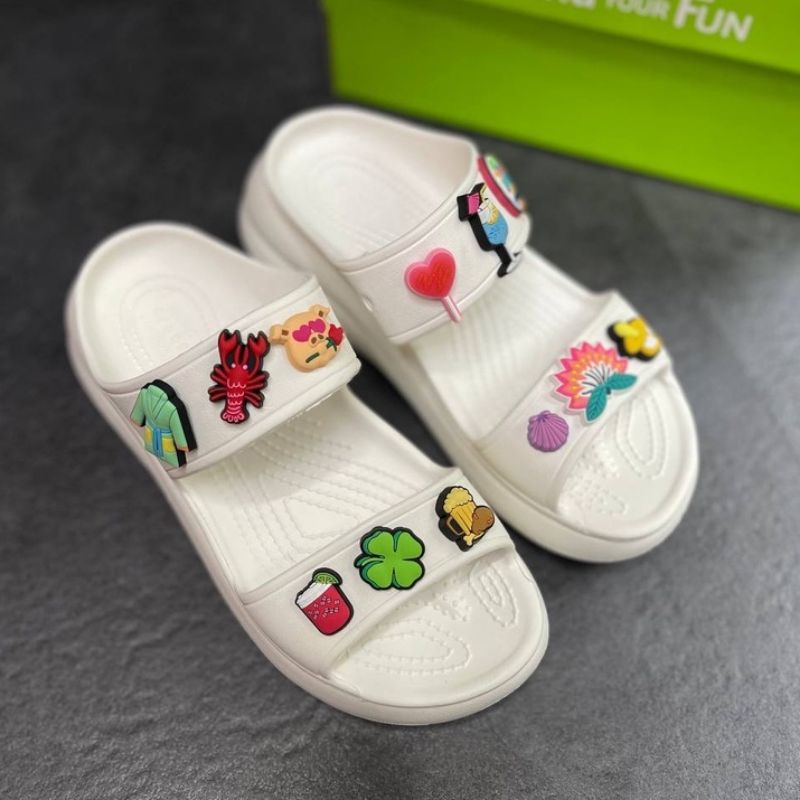 [Quảng Châu] Dép Quai Ngang Nữ Đế Cao Cross Classic Sandal Crush - Dép Nữ Đế Độn 6cm