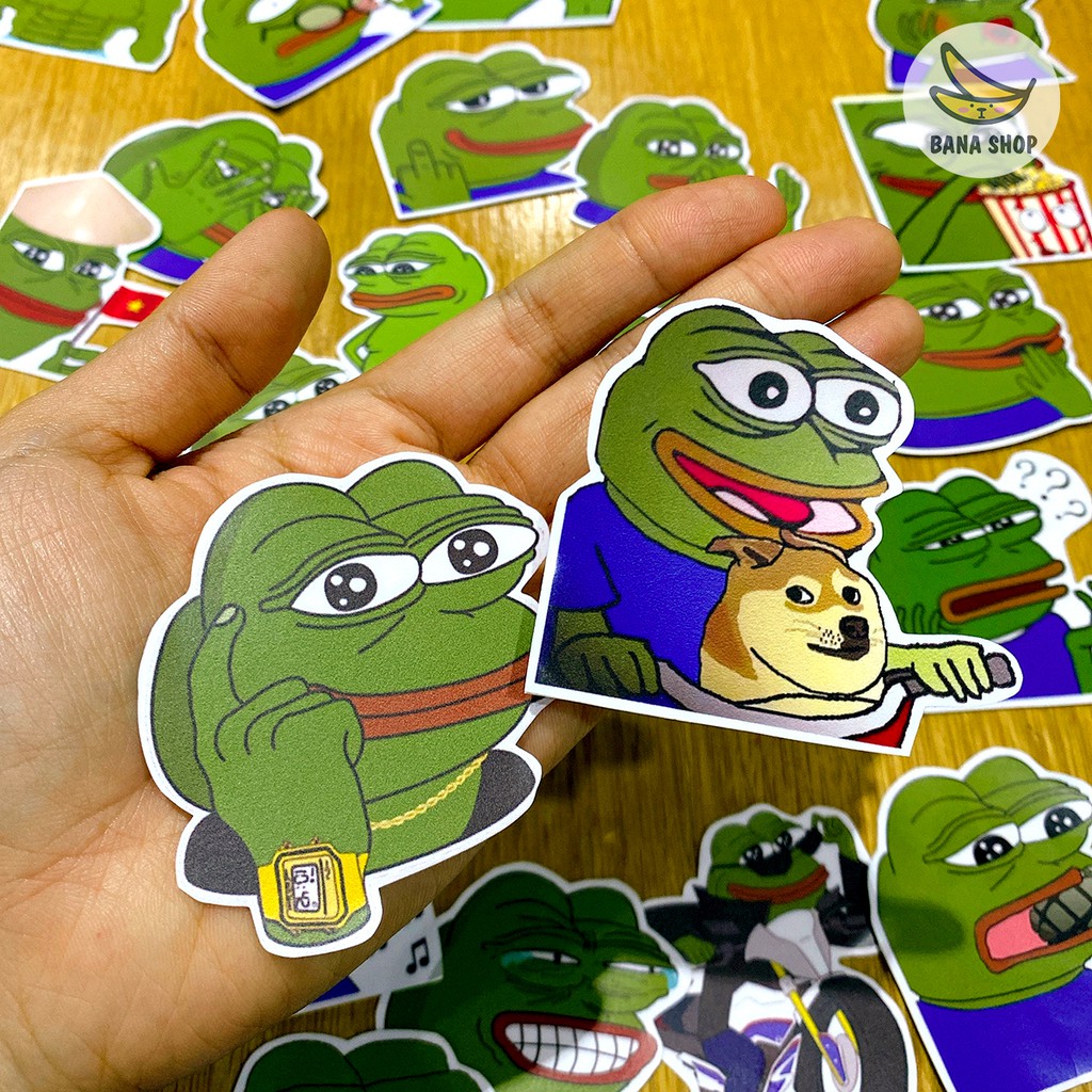 Set 25 sticker ếch xanh Pepe sad frog siêu bựa dành cho vozer
