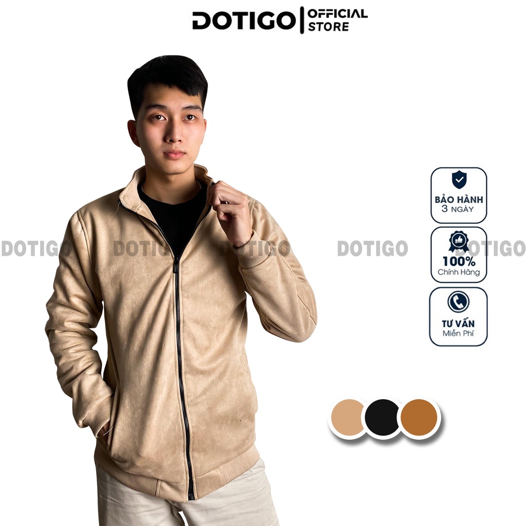 Áo khoác nam da lộn Bomber lót lông đẹp siêu ấm áp cao cấp DOTIGO AK02