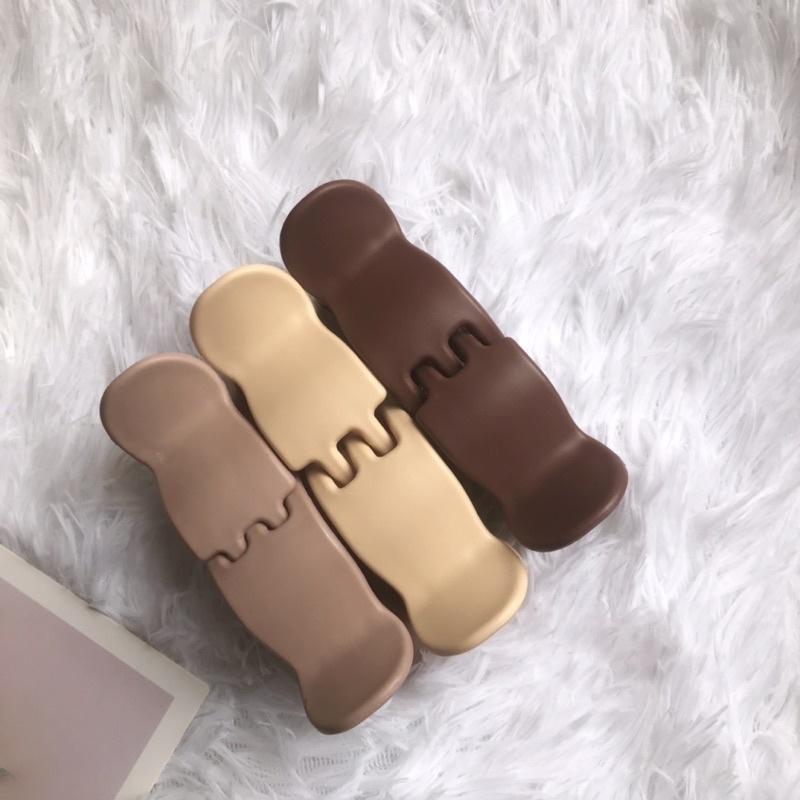 Combo 2 kẹp tóc càng cua chất liệu nhựa dẻo, 5 răng và 3 răng màu socola không gãy siêu bền