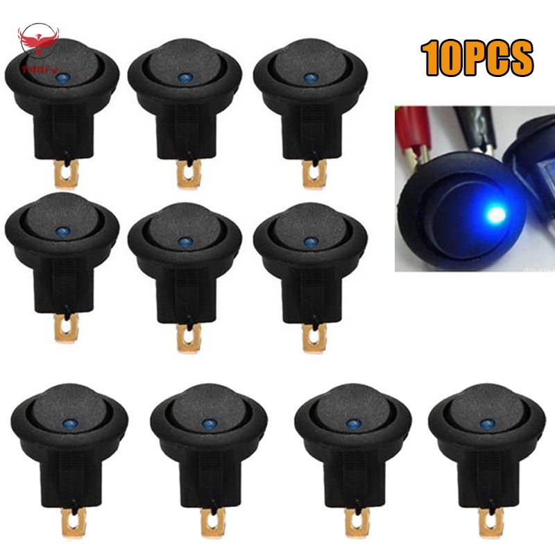 Set 10 Công Tắc On / Off 12v Có Đèn Led Cho Xe Ô Tô / Tàu Thuyền