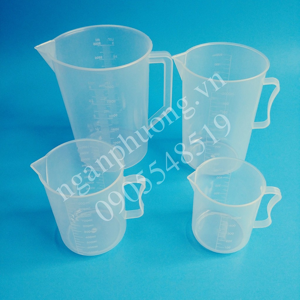 Ca đong nhựa, ca đong định lượng, ca nhựa có vạch chia 100ml, 300ml, 500ml, 1000ml, 2000ml, 3000ml