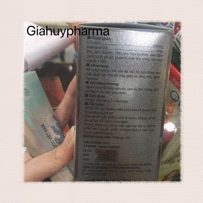 Viên uống L -Cystine with Coenzyme Q10 hết rụng tóc ,nám tàn nhang