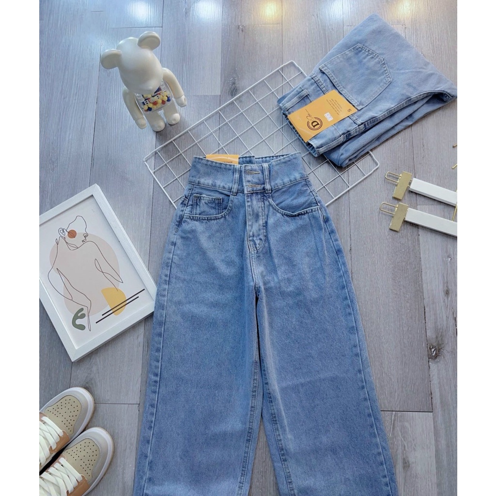 Quần jean nữ baggy ống suông chất vải Jean Denim không co dãn bền màu William - AT146