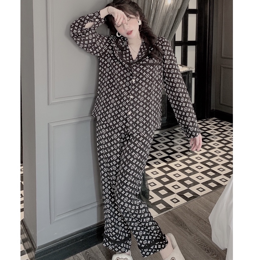 Đồ bộ nữ lụa ngủ pijama dài tay quần dài mặc nhà dễ thương JUSOKA