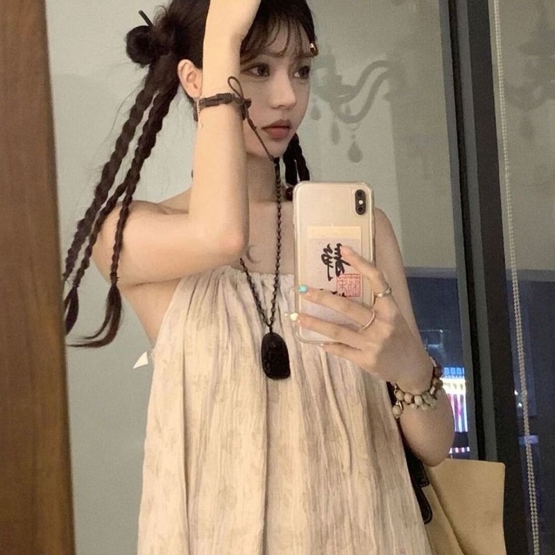 Đầm Maxi Hai Dây Dáng Rộng Phong Cách Nhật Bản Thời Trang Mùa Hè Ngọt Ngào Cho Nữ