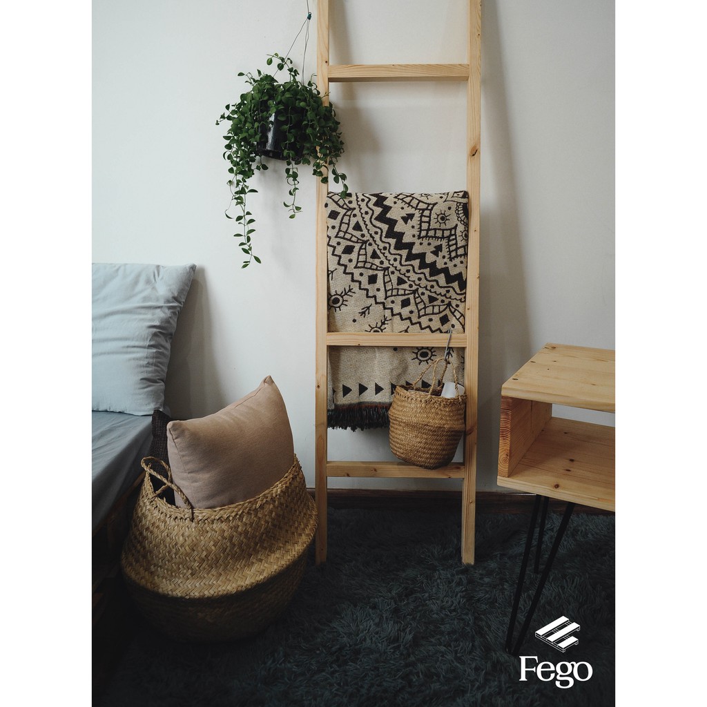 Thang gỗ thông FEGO0027/ Kệ Decor Phòng ngủ/ Giá treo đồ phòng tắm