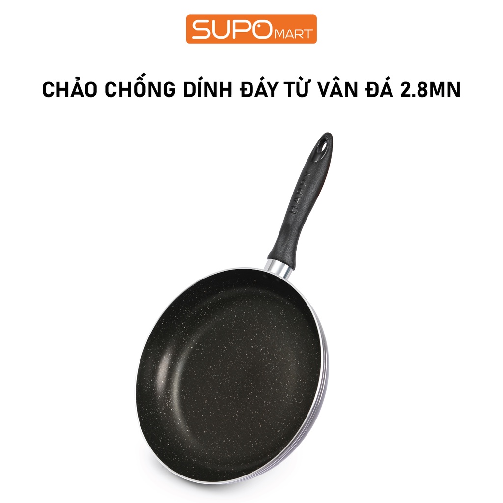 Chảo chống dính đáy từ vân đá SUPO 30 Cm tay cầm chịu nhiệt, cháo đáy từ vân đá tự nhiên tăng độ bền, giảm mài mòn