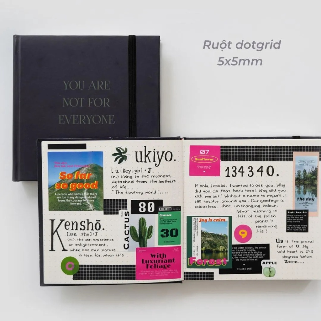 Sổ Vuông CRABIT Chấm Dot XANH ĐEN 130gsm 144 trang - Sổ tay vẽ trang trí, bullet journal, ghi chép