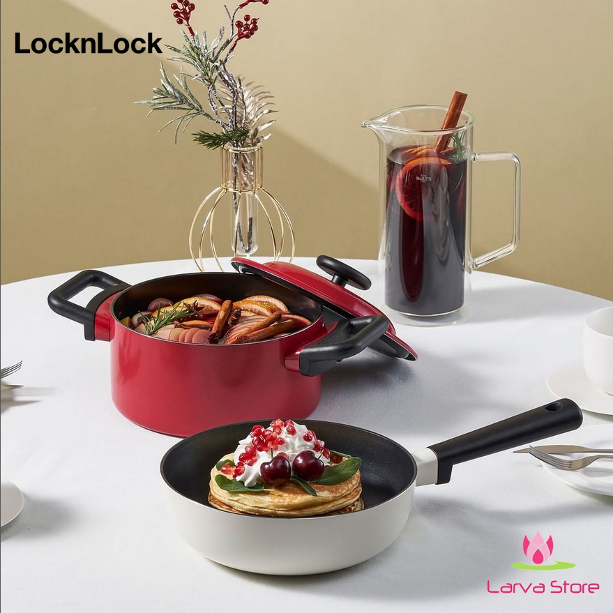 Bộ Nồi Chảo Sâu Lòng 2 Món Decore IH Lock&Lock - LDE1202IHS01 (đáy từ) - Larva Store