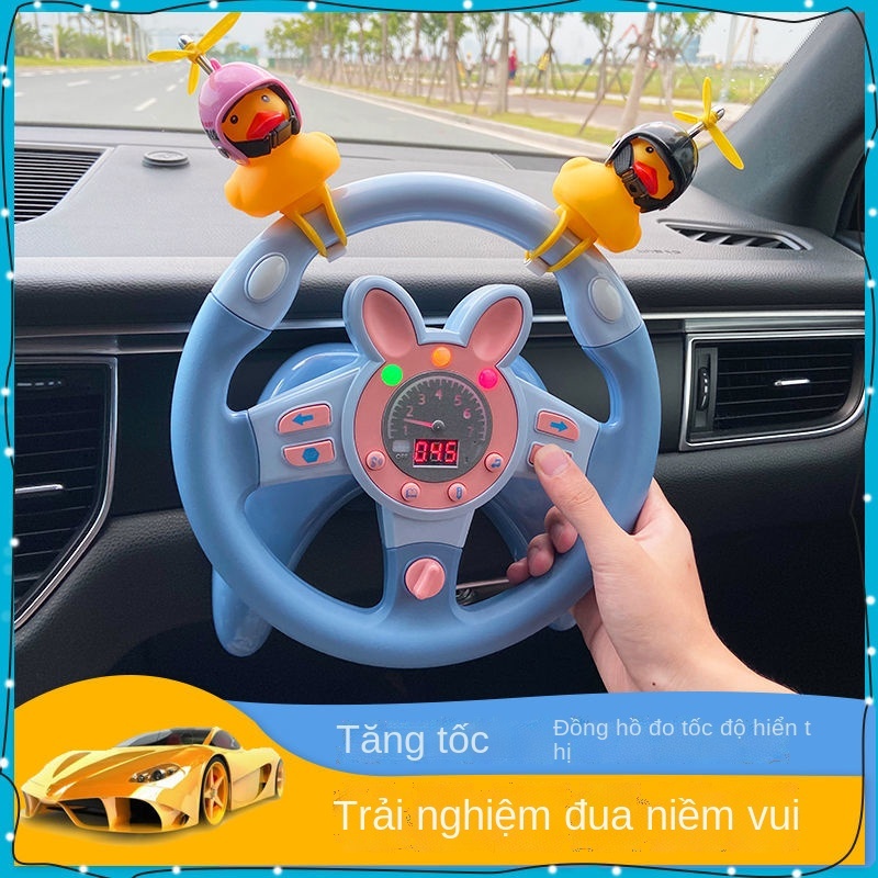 ✧☫Copilot mô phỏng xe ô tô em bé ngồi sau cô gái cậu bé mô phỏng vô lăng trẻ em