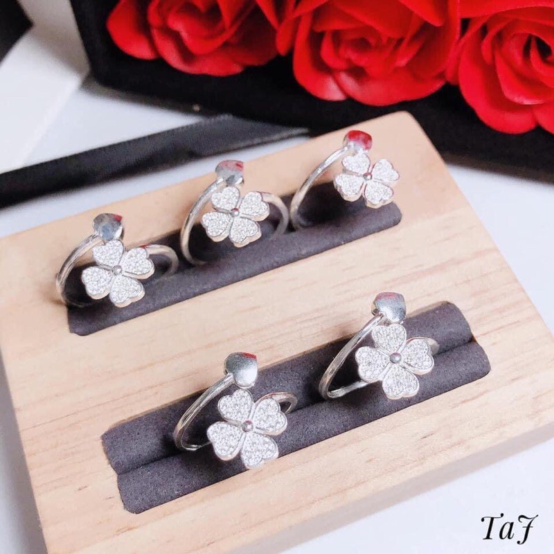 Nhẫn cỏ 4 lá may mắn - LINH'S MIU SILVER - Nhẫn nữ bạc ta