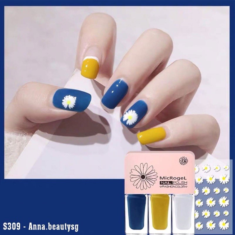 Set 3 sơn móng tay TẶNG STICKET hoa cúc dán móng