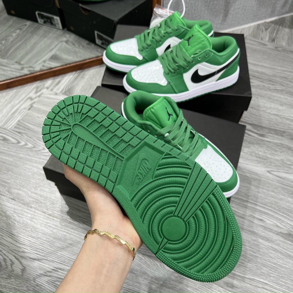 Giày Nam Nữ_Jordan_Cổ Thấp Màu Xanh Lá Có Giây Phụ Full Box