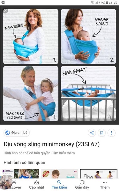 Địu võng Sling hãng Orange Sling/ iWoori sling used hàng Nhật/ Hàn