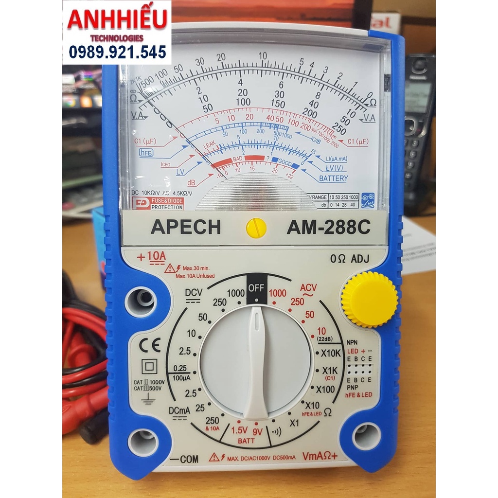 Apech AM - 288k Đồng Hồ Đo Điện Tử Vạn Năng VOM Hiển Thị Kim Apech AM - 288K