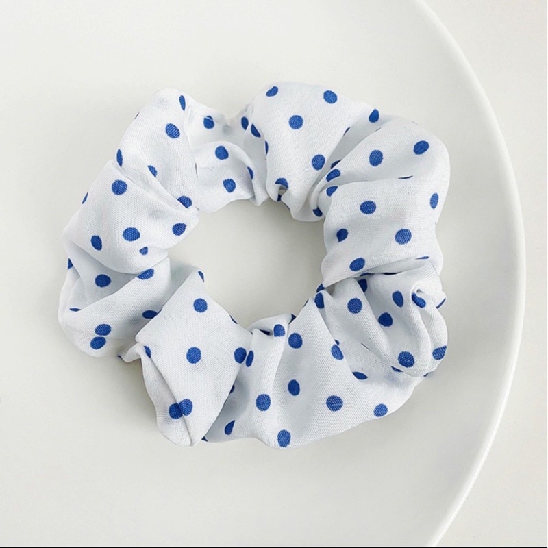 Dây buộc tóc FREESHIPdây cột tóc vải Scunchies nhiều mẫu tone Xanh Biển