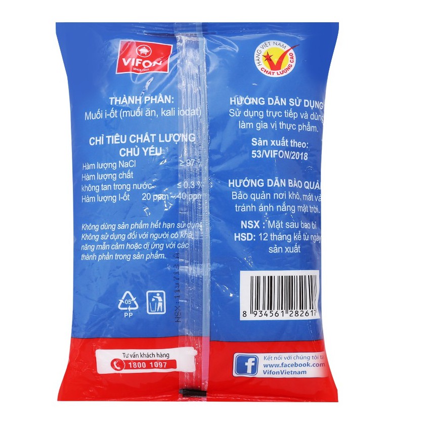 Muối I-ốt cao cấp Vifon gói 450g