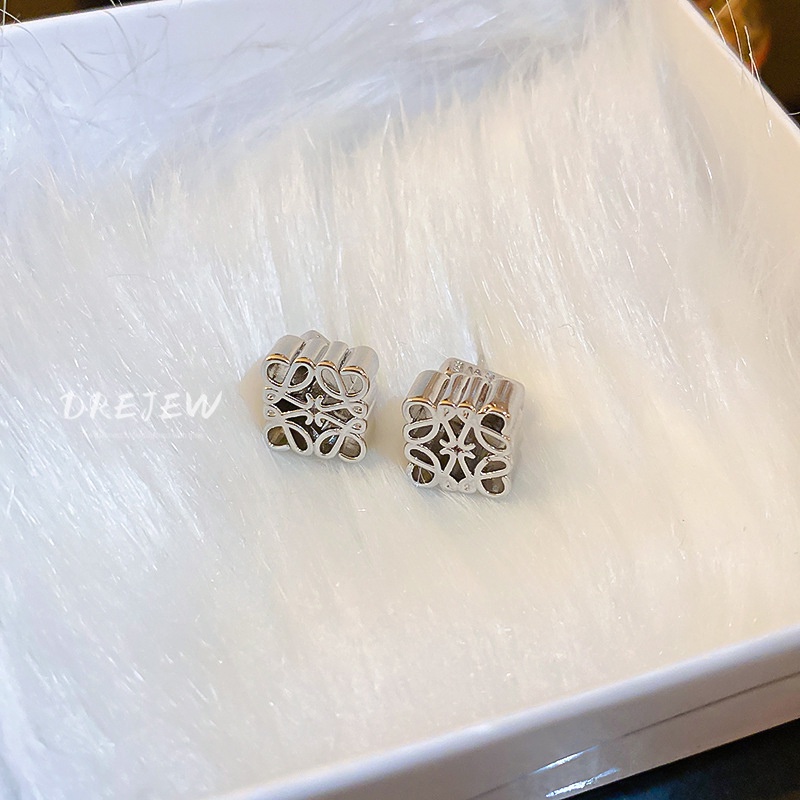 DREJEW Bông Tai Mạ Bạc Họa Tiết Bánh Trung Thu Phong Cách Pháp Sang Trọng