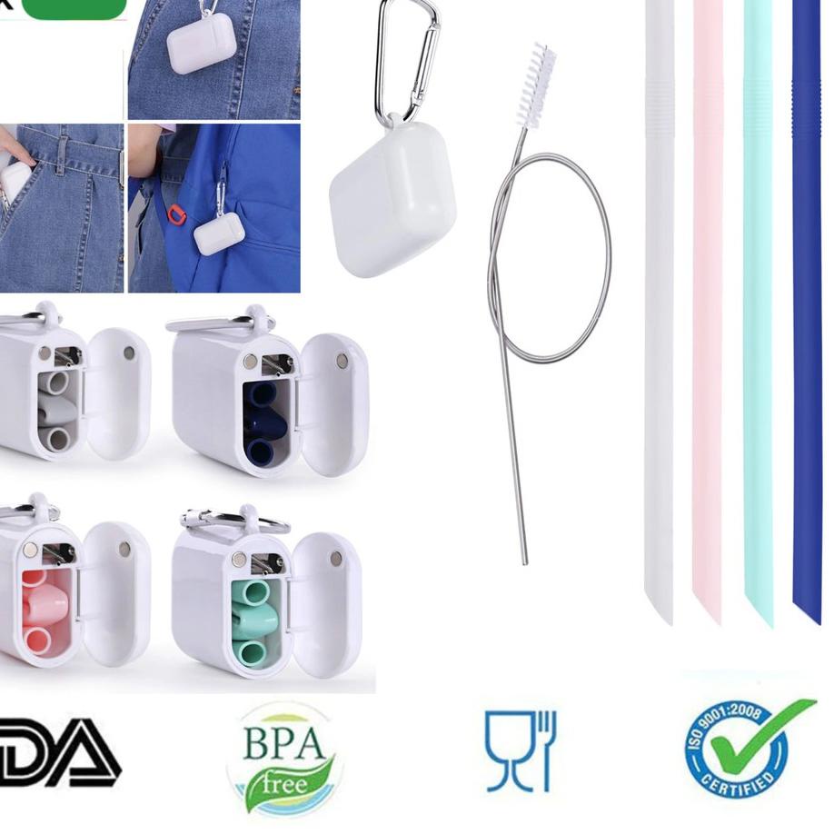 Hàng bán chạy không chứa BPA + Ống hút silicon cao su làm sạch từ tính