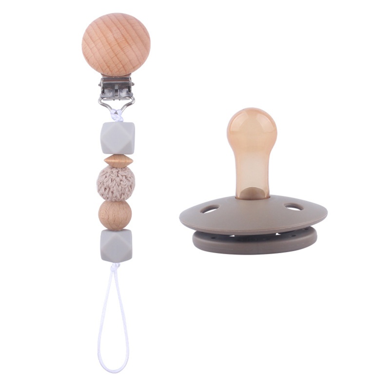 Núm Ti Giả Bằng Silicone Không BPA Thoải Mái Có Chuỗi Kẹp Tiện Lợi Dành Cho Em Bé