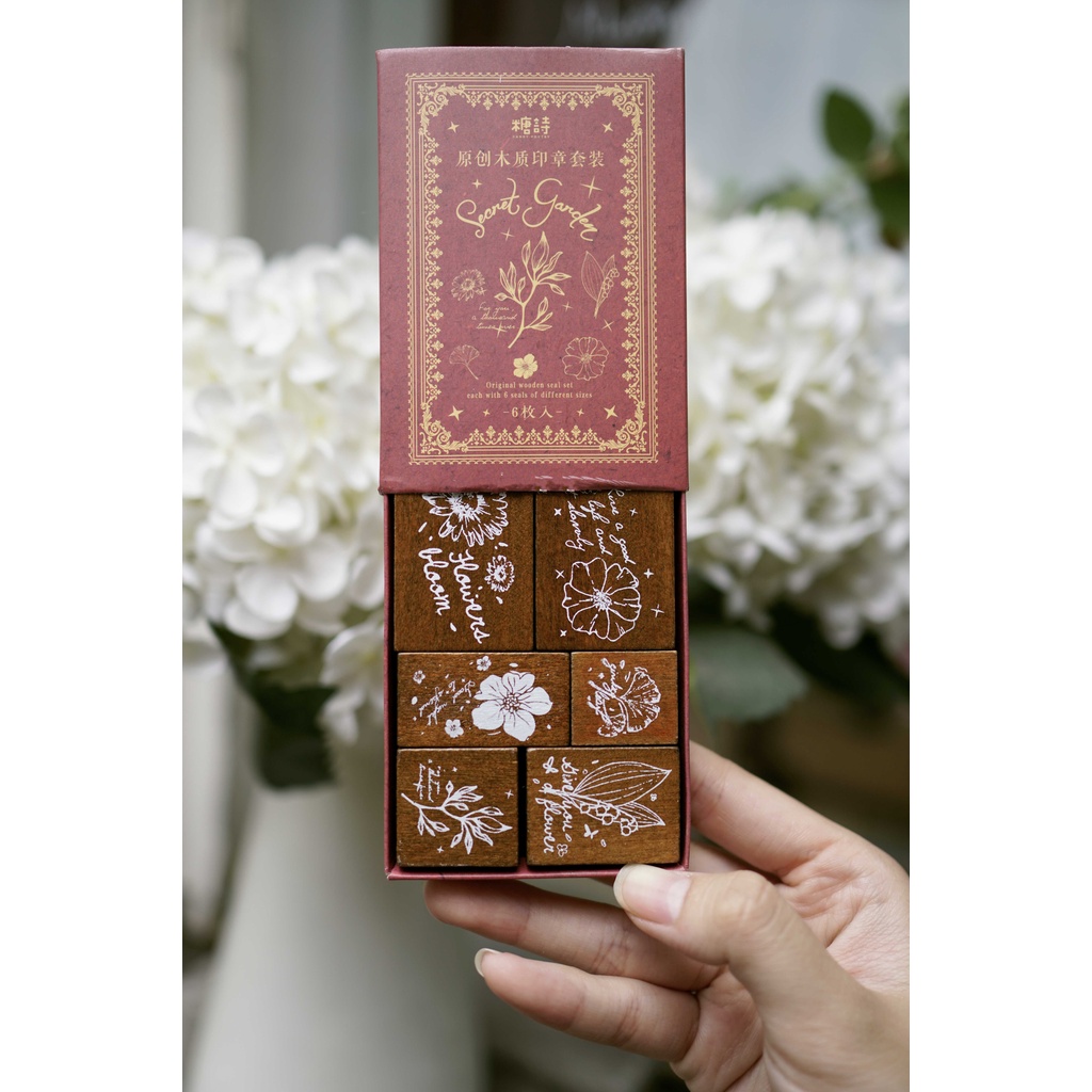 Bộ con dấu vintage - bộ hoa và chữ