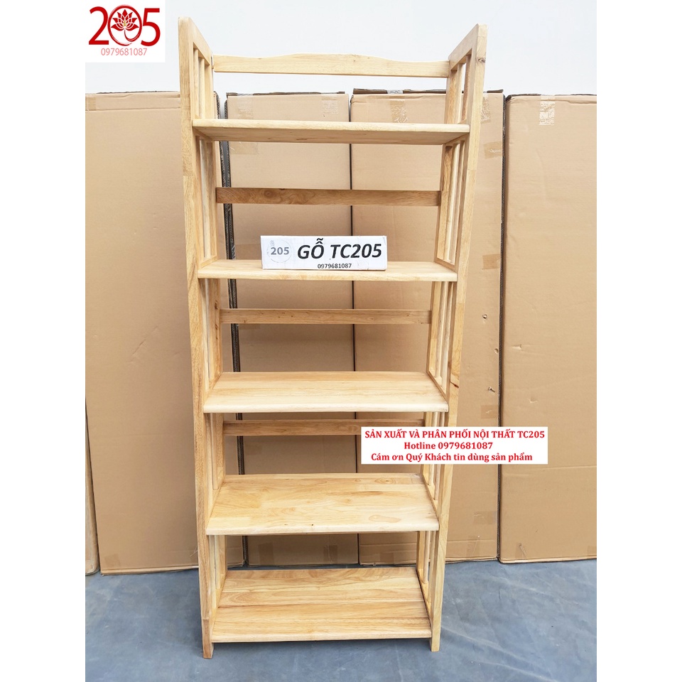 Kệ sách gỗ 5 tầng 60x28x150cm GỖ CAO SU 100%
