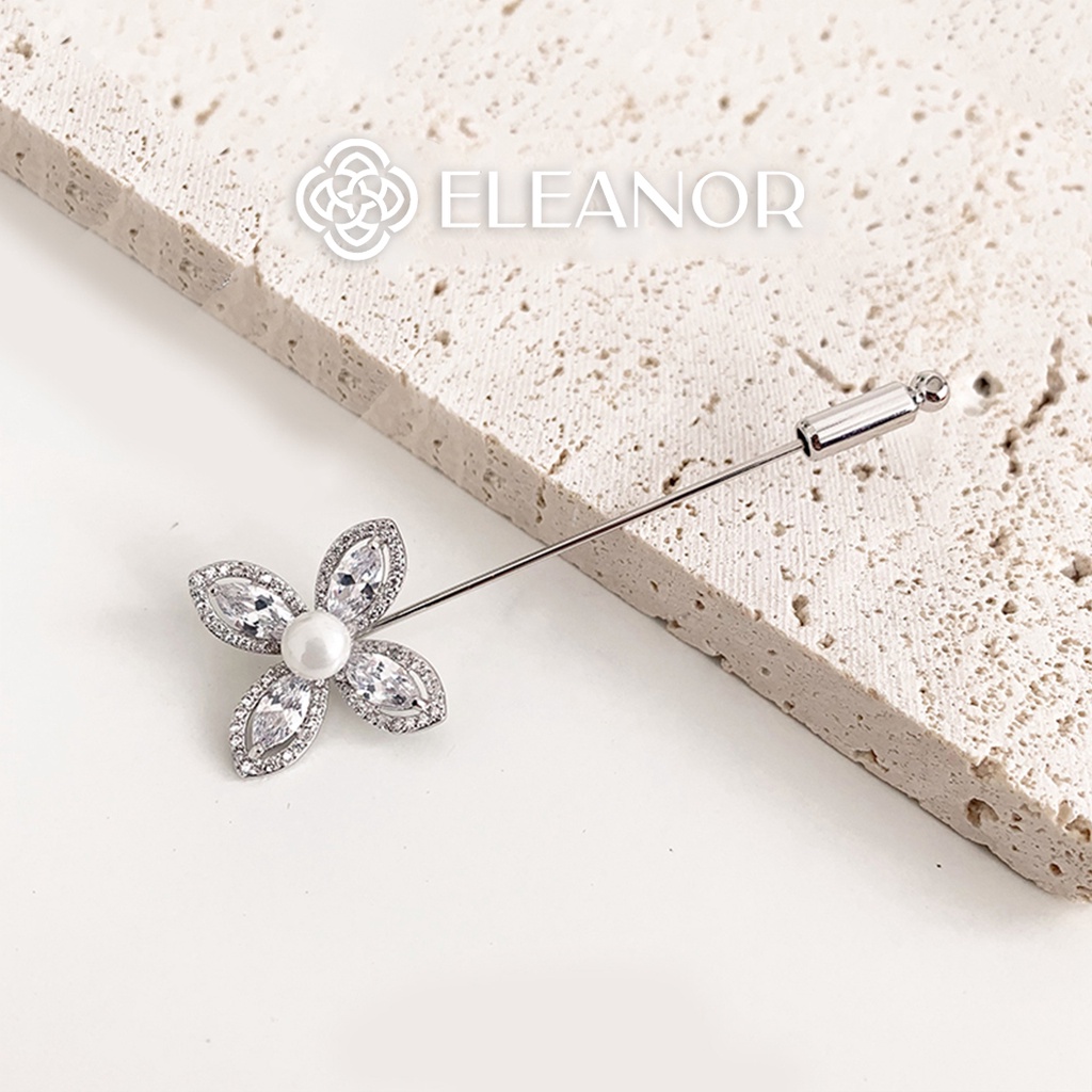 Ghim Cài Áo Eleanor Hình Bông Hoa 4 Cánh Đính Ngọc Trai Nhân Tạo Thanh Lịch - SP003097