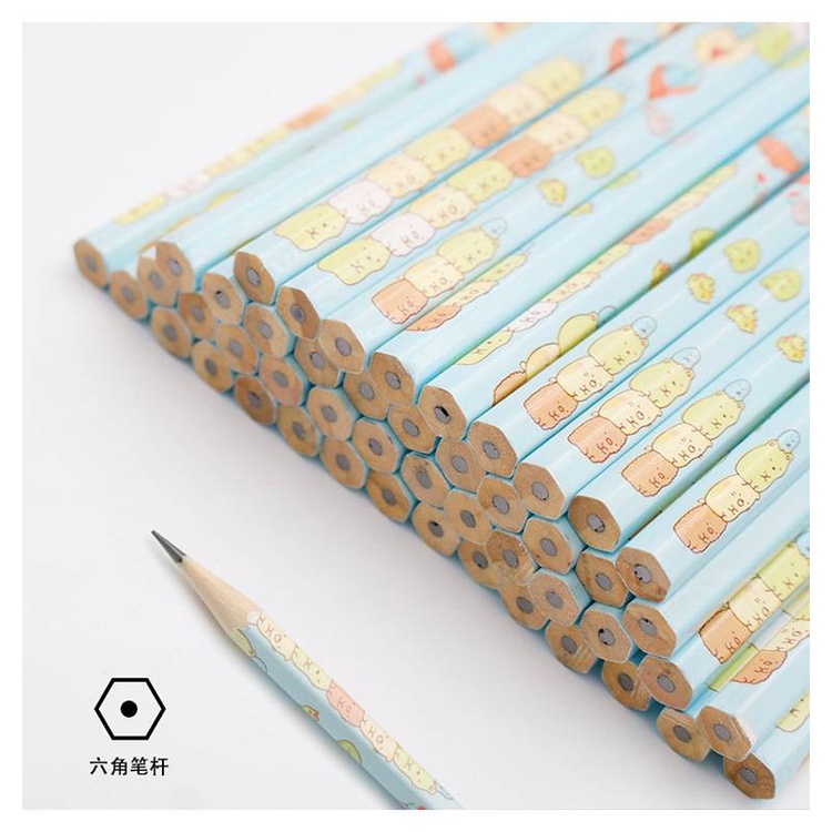 Bút Chì Gỗ 2B 5pc SUMIKKO GURASHI Hexagon Wooden HB Pencil Cute Kawaii Animal Pencil School Office Stationery Cartoon Health Standard Pencil kids gift