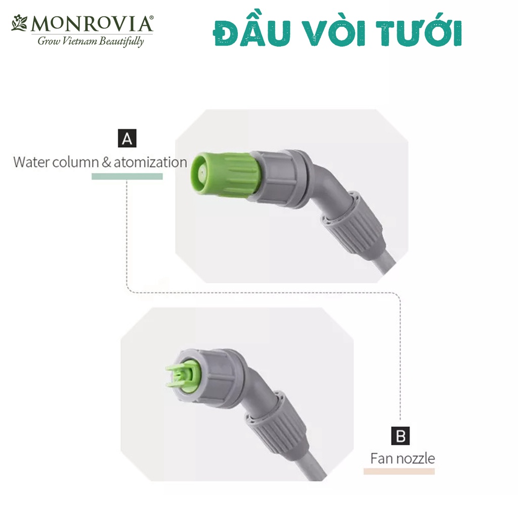 Bình tưới cây MONROVIA 5 lít, phun hai chế độ, áp suất lớn, tiêu chuẩn Châu Âu