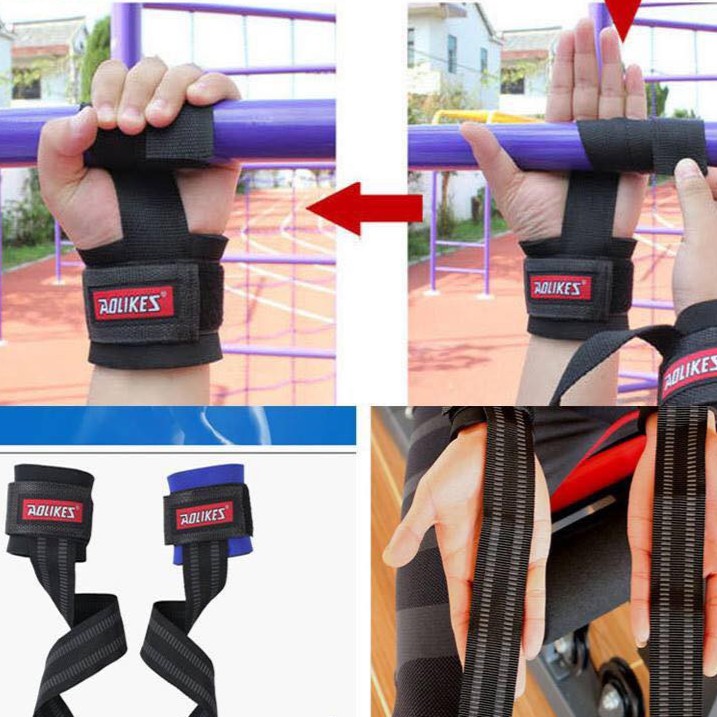 Đôi Găng Kéo trợ lực tập xà, nâng tạ - Deadlift GYM Aolikes Cao Cấp - Tặng Vòng Tay GYM
