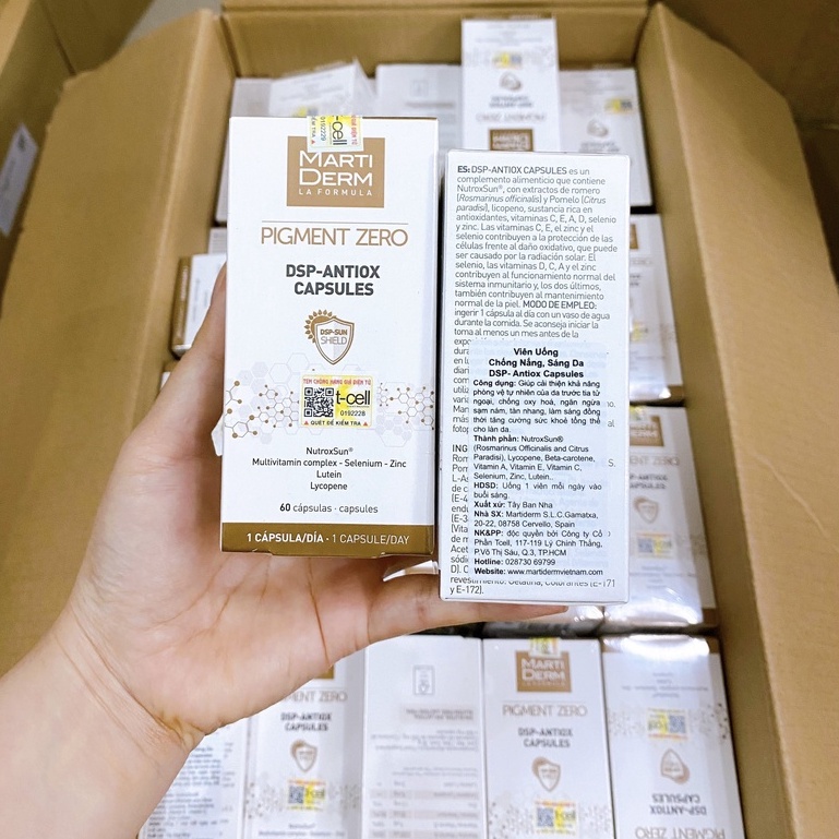 Viên Uống Chống Nắng, Làm Sáng Da MartiDerm Pigment Zero DSP Antiox Capsules