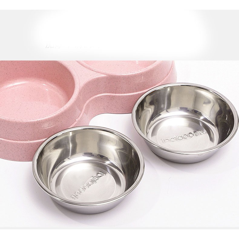 Bát Đôi Nhựa Lúa Mì Lõi Inox Cao Cấp Cho Chó Mèo