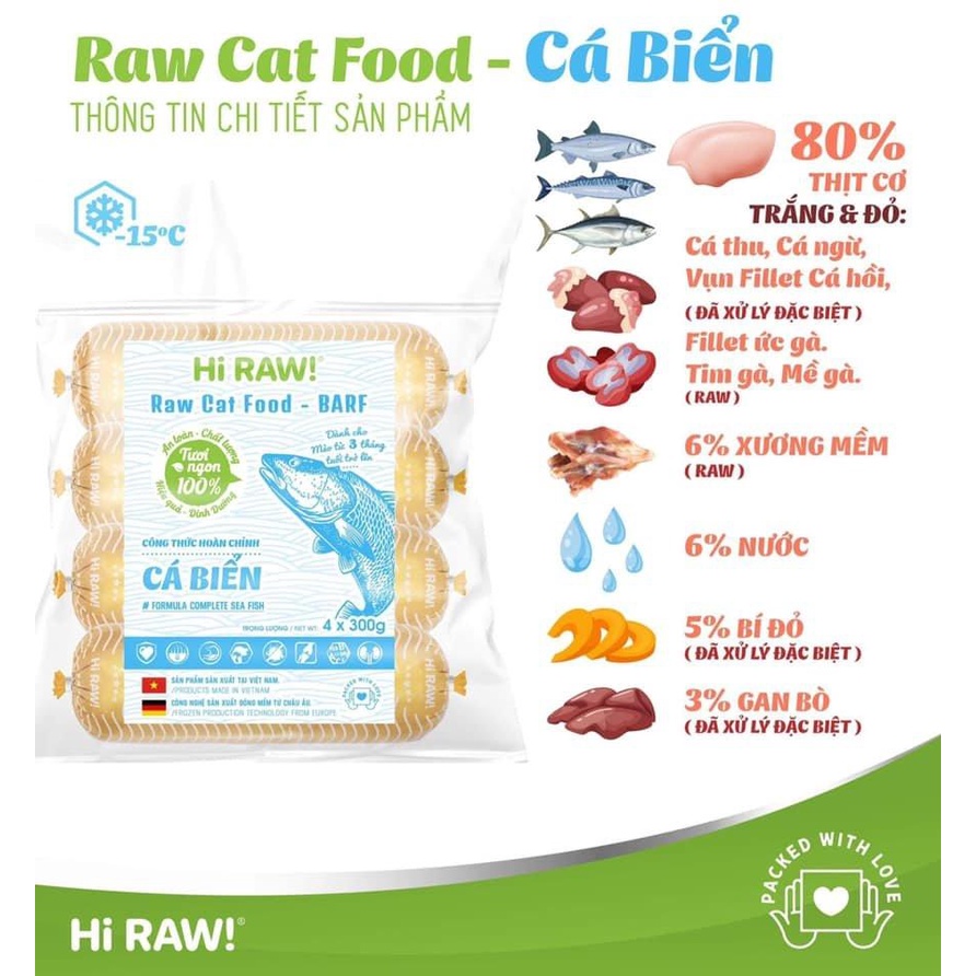 Thịt xay Hi RAW! RAW CAT FOOD - BARF hoàn chỉnh cho mèo