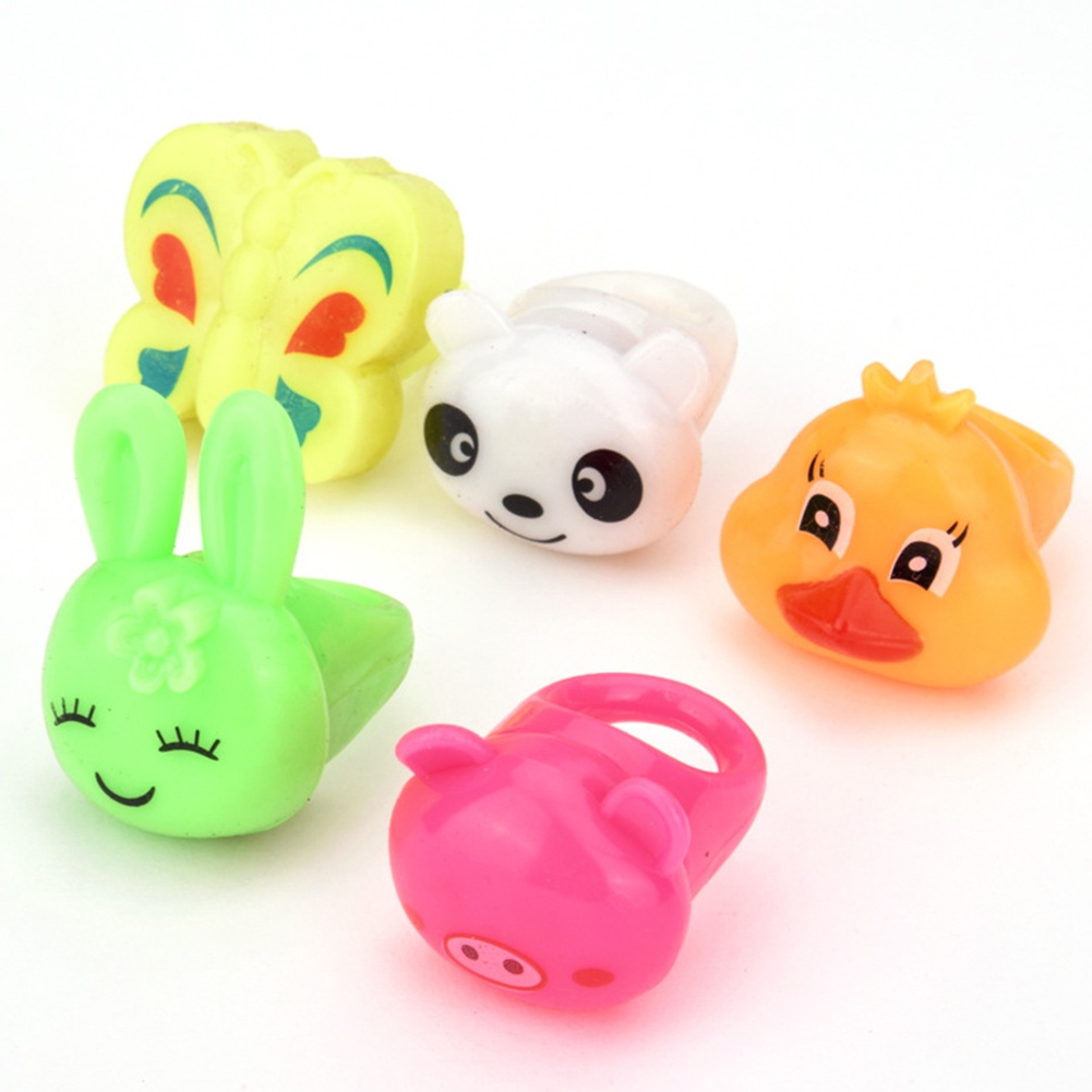 Nhẫn Đồ Chơi Hình Động Vật Hoạt Hình Có Đèn LED Phát Sáng Dành Cho Trẻ Em