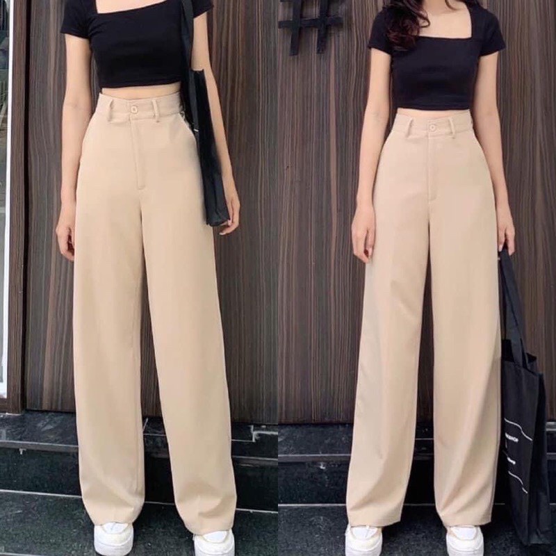 Quần ống rộng dáng xuông chất tuyết mưa 1 khuy siêu xinh ( mã QOR01).