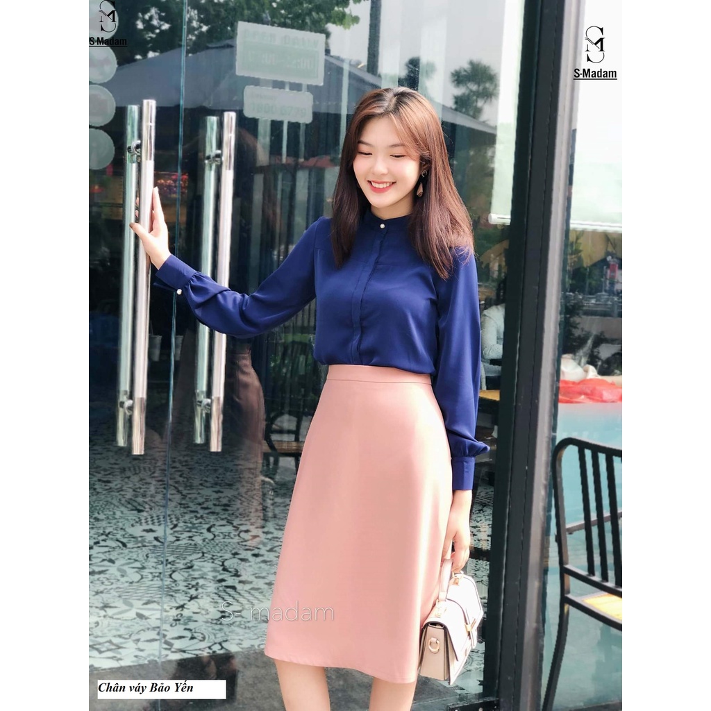 Chân váy chữ A màu hồng dài tới gối( sẵn size)- M77
