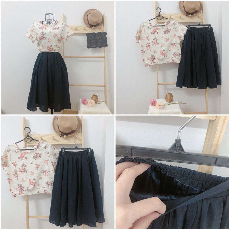 Chân váy kèm áo voan xô dưới 60 kg