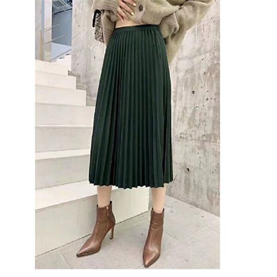 [Quà tặng là chun tóc nữ tính nhiều màu] Chân váy xếp ly cạp chun vải đanh bóng nhẹ dáng dài Lucy Outfit thiết kế | BigBuy360 - bigbuy360.vn