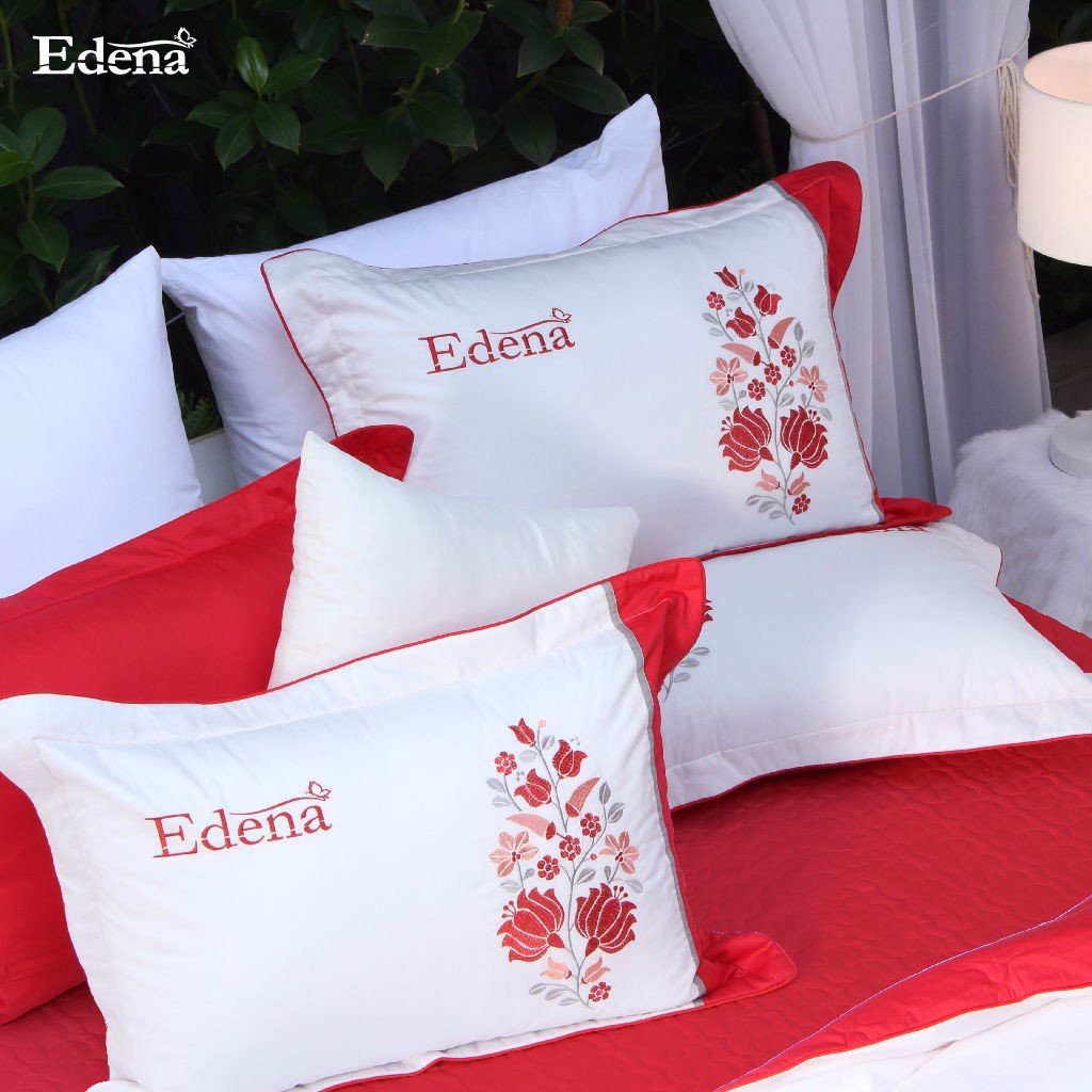 Bộ Ga Chần Gòn Edena Cotton Solid 358 [ SIÊU BỀN ] Gồm 5 Món