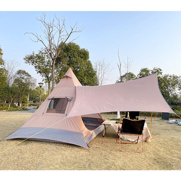 Lều Cắm Trại Dã Ngoại Hình Kim Tự Tháp Có Mái Che Kích Thước 240cm x 210cm x 200cm Kèm Cọc Cố Định Và Túi Đựng