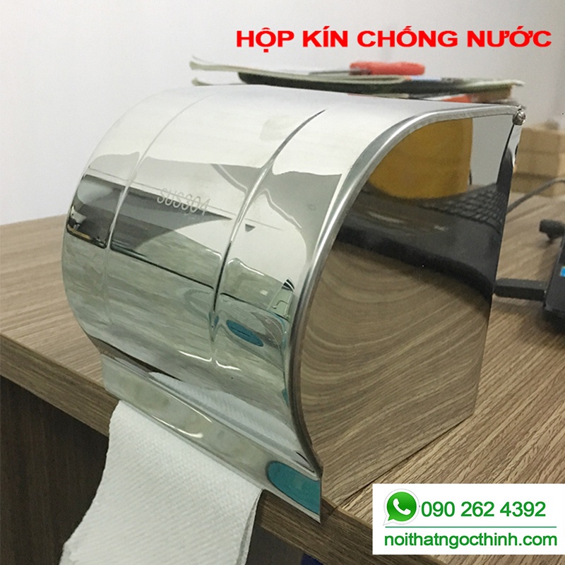 Hộp đựng giấy vệ sinh Inox 304 loại kín che chắn nước cao cấp SHG-06