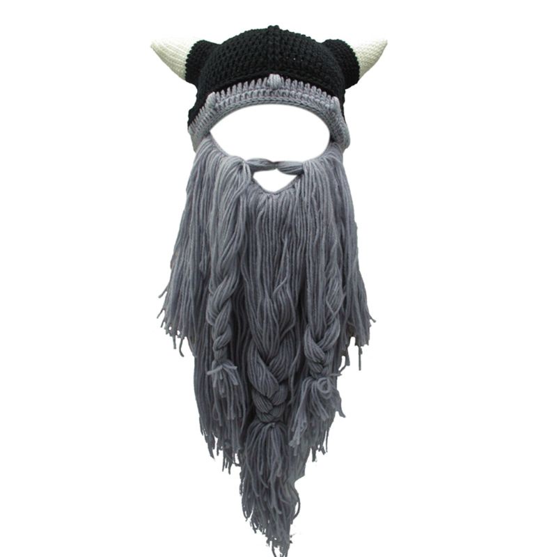 Han Mũ Len beanie Mùa Đông Dệt Kim Râu viking Cổ Điển