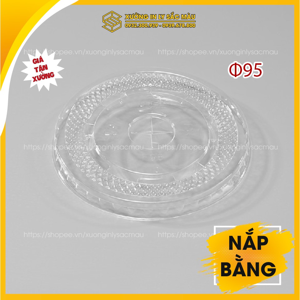 Sỉ 50 Nắp bằng PET 90 - 93 - 95 - 98, nắp ly trà sữa cà phê nước ép