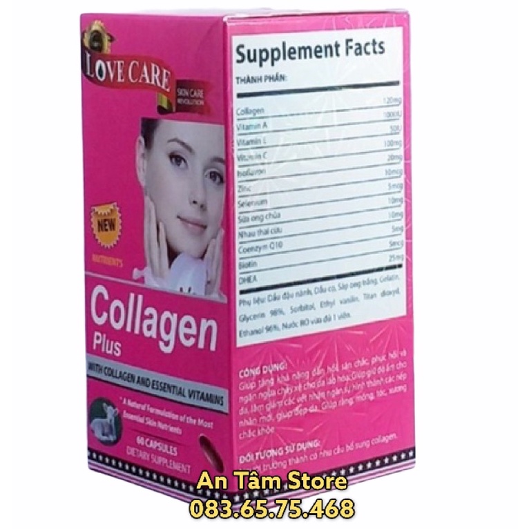 Collagen Plus (Hộp 60 viên)  Giúp tăng khả năng đàn hồi, phục hồi da lão hóa