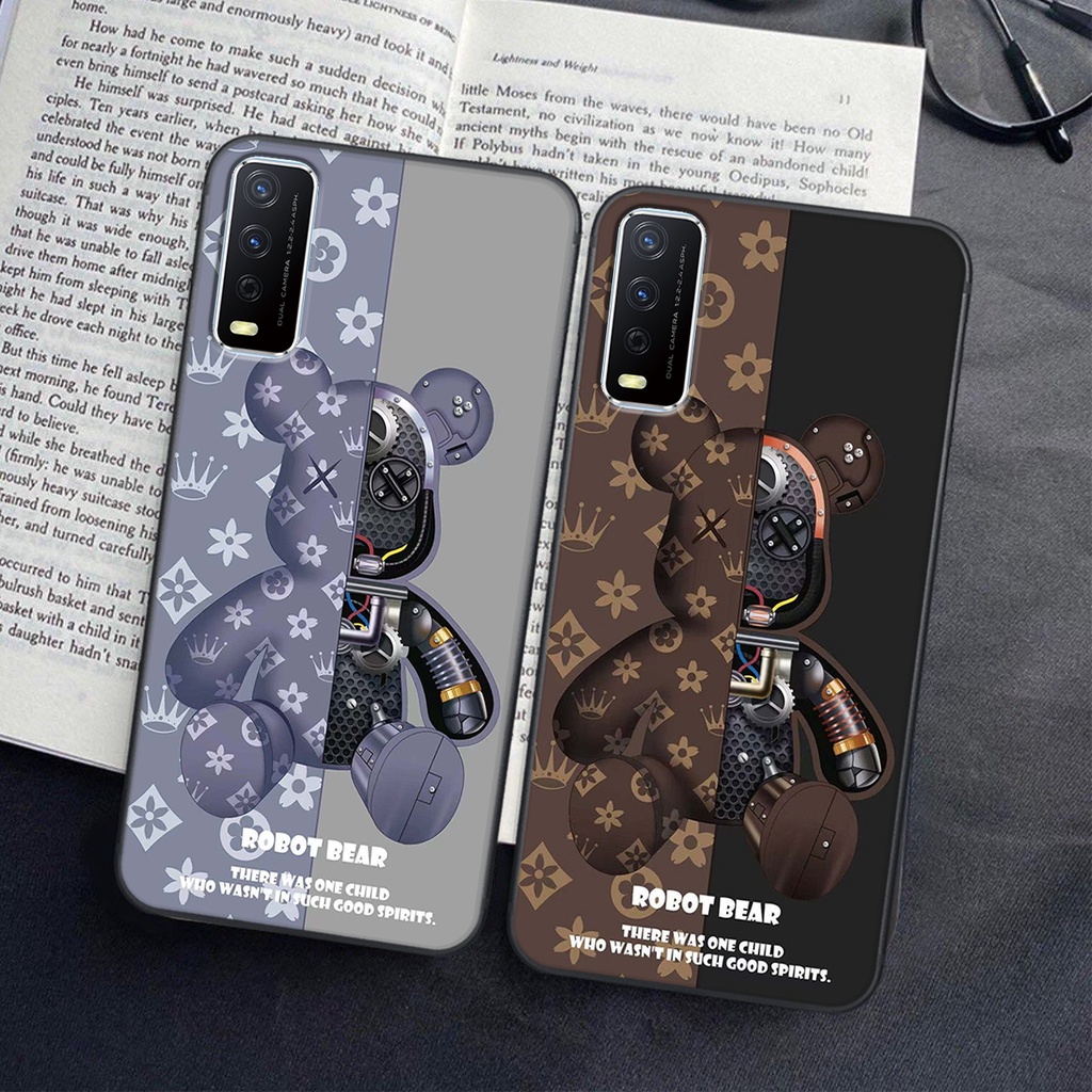 Ốp lưng Vivo Y12S 2021 in hình Gấu nâu - hồng, Gấu Be@rick  cực CUTE, DỄ THƯƠNG